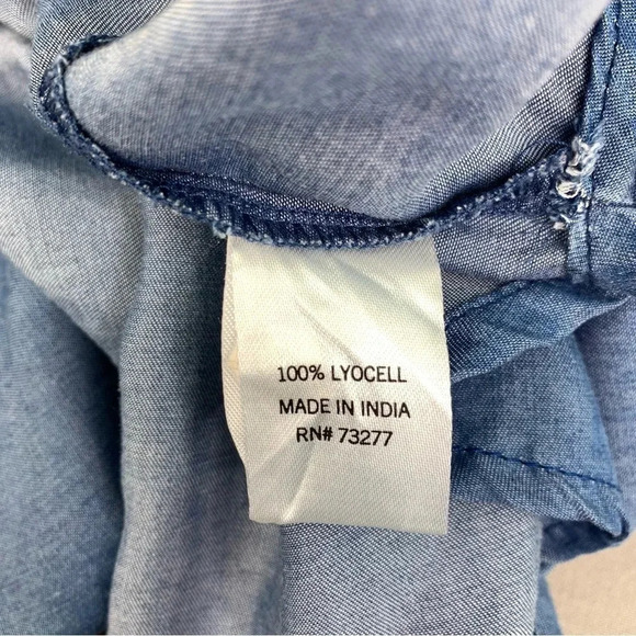 SO Women's 100% Lyocell Chambray Half Button Down Long Sleeve Top Shirt Size M - Picture 11 of 11